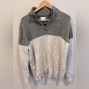 Mens XL Sonoma Grey and White Quarter Zip Sweater
